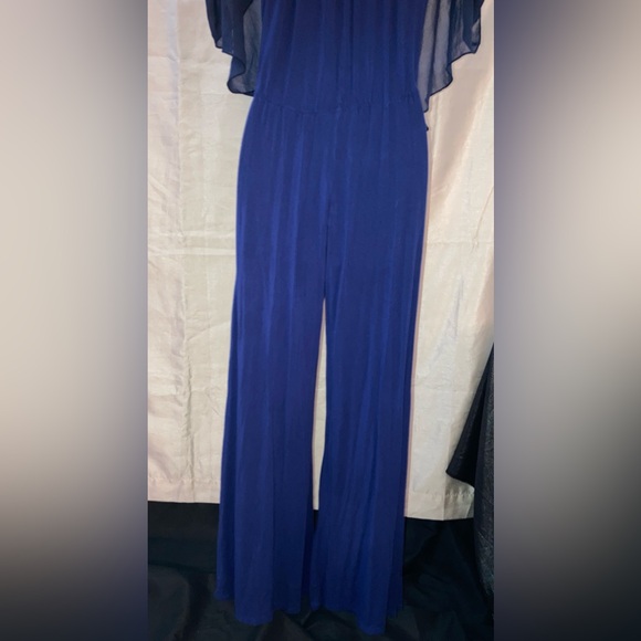 Women’s Gabriella Rocha Jumpsuit Off Shoulder Dark Blue Size XS 31” Inseam - Picture 12 of 16